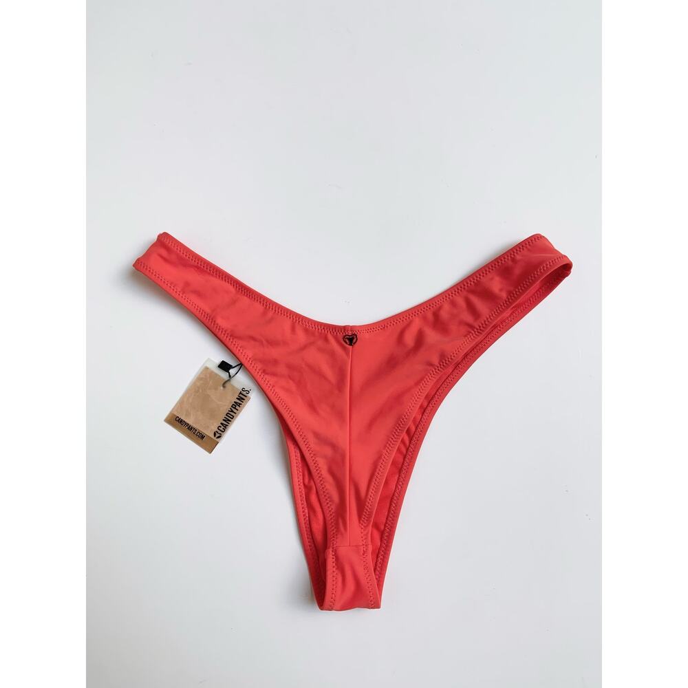 NWT Candy Pants Coral High Hip Thong Bikini Bottoms size Medium - Picture 9 of 10